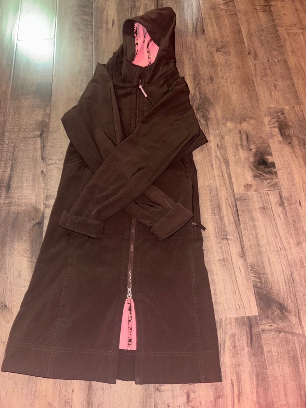 Lululemon Fleece Lined Hooded Jacket Long Brown Pink Lining Size 6 NWOT - Picture 14 of 16